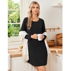 Ekouaer Nightgowns for Women 2 Pack Night Gowns Long Sleeve Sleep Shirts(Grey Black/Black)