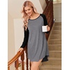 Ekouaer Nightgowns for Women 2 Pack Night Gowns Long Sleeve Sleep Shirts(Grey Black/Black)