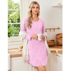 Ekouaer Nightgowns for Women 2 Pack Night Gowns Long Sleeve Sleep Shirts(Pink White Floral/Purple Floral)