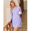 Ekouaer Nightgowns for Women 2 Pack Night Gowns Long Sleeve Sleep Shirts(Pink White Floral/Purple Floral)