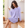 Ekouaer Nightgowns for Women 2 Pack Night Gowns Long Sleeve Sleep Shirts(Pink White Floral/Purple Floral)