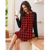 Ekouaer Nightgowns for Women 2 Pack Night Gowns Long Sleeve Sleep Shirts(Red Black Plaid/Christmas Santa)