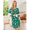 Ekouaer Nightgowns for Women 2 Pack Night Gowns Long Sleeve Sleep Shirts(Red Black Plaid/Christmas Santa)
