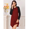 Ekouaer Nightgowns for Women 2 Pack Night Gowns Long Sleeve Sleep Shirts(Red Black Plaid/Purple Plaid)