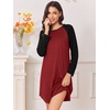 Ekouaer Nightgowns for Women 2 Pack Night Gowns Long Sleeve Sleep Shirts(Red Black/Black)