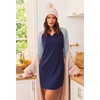 Ekouaer Nightgowns for Women Long Sleeve Night Gown Pullover Sleep Dress(A Navy Blue)