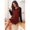 Ekouaer Nightgowns for Women Long Sleeve Night Gown Pullover Sleep Dress(A Red Plaid)
