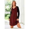 Ekouaer Nightgowns for Women Long Sleeve Night Gown Pullover Sleep Dress(A Red Plaid)