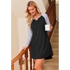 Ekouaer Nightgowns for Women Long Sleeve Night Gown Pullover Sleep Dress(Black)