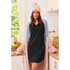 Ekouaer Nightgowns for Women Long Sleeve Night Gown Pullover Sleep Dress(Black)