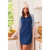 Ekouaer Nightgowns for Women Long Sleeve Night Gown Pullover Sleep Dress(Blue)