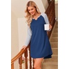 Ekouaer Nightgowns for Women Long Sleeve Night Gown Pullover Sleep Dress(Blue)