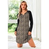 Ekouaer Nightgowns for Women Long Sleeve Night Gown Pullover Sleep Dress(Brown Leopard)