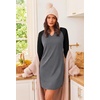 Ekouaer Nightgowns for Women Long Sleeve Night Gown Pullover Sleep Dress(Grey)