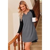 Ekouaer Nightgowns for Women Long Sleeve Night Gown Pullover Sleep Dress(Grey)