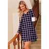 Ekouaer Nightgowns for Women Long Sleeve Night Gown Pullover Sleep Dress(Purple Plaid)