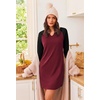 Ekouaer Nightgowns for Women Long Sleeve Night Gown Pullover Sleep Dress(Wine Red)