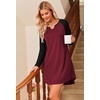 Ekouaer Nightgowns for Women Long Sleeve Night Gown Pullover Sleep Dress(Wine Red)