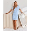 Ekouaer Nightgowns for Women Short Sleeve Sleepshirts Henley Sleepwear(Blue)