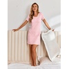 Ekouaer Nightgowns for Women Short Sleeve Sleepshirts Henley Sleepwear(Floral Pink)