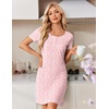 Ekouaer Nightgowns for Women Short Sleeve Sleepshirts Henley Sleepwear(Floral Pink)