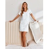 Ekouaer Nightgowns for Women Short Sleeve Sleepshirts Henley Sleepwear(Floral White)