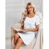 Ekouaer Nightgowns for Women Short Sleeve Sleepshirts Henley Sleepwear(Floral White)