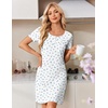 Ekouaer Nightgowns for Women Short Sleeve Sleepshirts Henley Sleepwear(Floral White)