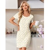 Ekouaer Nightgowns for Women Short Sleeve Sleepshirts Henley Sleepwear(Floral Yellow)