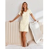 Ekouaer Nightgowns for Women Short Sleeve Sleepshirts Henley Sleepwear(Floral Yellow)