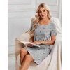 Ekouaer Nightgowns for Women Short Sleeve Sleepshirts Henley Sleepwear(Grey Bow)