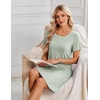 Ekouaer Nightgowns for Women Short Sleeve Sleepshirts Henley Sleepwear(Light Green)
