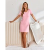 Ekouaer Nightgowns for Women Short Sleeve Sleepshirts Henley Sleepwear(Pink)