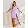 Ekouaer Nightgowns for Women Short Sleeve Sleepshirts Henley Sleepwear(Purple)