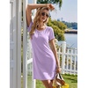 Ekouaer Nightgowns for Women Short Sleeve Sleepshirts Henley Sleepwear(Purple)