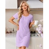 Ekouaer Nightgowns for Women Short Sleeve Sleepshirts Henley Sleepwear(Purple)