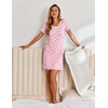 Ekouaer Nightgowns for Women Short Sleeve Sleepshirts Henley Sleepwear(Red Cherry)