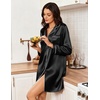 Ekouaer Nightgowns for Women Silk Sleep Shirts Satin Long Sleeve Night Gown(A Black)