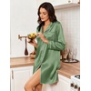 Ekouaer Nightgowns for Women Silk Sleep Shirts Satin Long Sleeve Night Gown(Army Green)