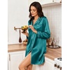 Ekouaer Nightgowns for Women Silk Sleep Shirts Satin Long Sleeve Night Gown(Blue Green)