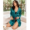 Ekouaer Nightgowns for Women Silk Sleep Shirts Satin Long Sleeve Night Gown(Blue Green)