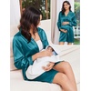 Ekouaer Nightgowns for Women Silk Sleep Shirts Satin Long Sleeve Night Gown(Deep Blue)