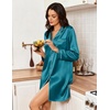 Ekouaer Nightgowns for Women Silk Sleep Shirts Satin Long Sleeve Night Gown(Deep Blue)