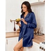 Ekouaer Nightgowns for Women Silk Sleep Shirts Satin Long Sleeve Night Gown(Navy Blue)