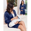 Ekouaer Nightgowns for Women Silk Sleep Shirts Satin Long Sleeve Night Gown(Navy Blue)