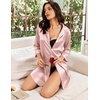Ekouaer Nightgowns for Women Silk Sleep Shirts Satin Long Sleeve Night Gown(Pink)