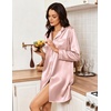 Ekouaer Nightgowns for Women Silk Sleep Shirts Satin Long Sleeve Night Gown(Pink)
