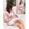 Ekouaer Nightgowns for Women Silk Sleep Shirts Satin Long Sleeve Night Gown(Pink)