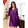 Ekouaer Nightgowns for Women Silk Sleep Shirts Satin Long Sleeve Night Gown(Purple)