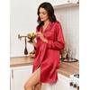 Ekouaer Nightgowns for Women Silk Sleep Shirts Satin Long Sleeve Night Gown(Red)